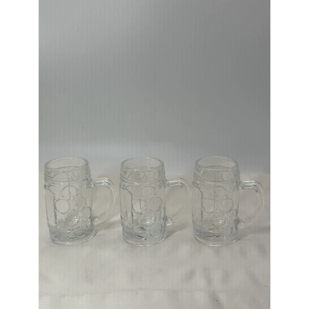 Vintage Mini Glass Clear Mug Thumbprint  Pattern Mug Cup 3